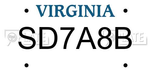 SD7A8B Virginia License Plate
