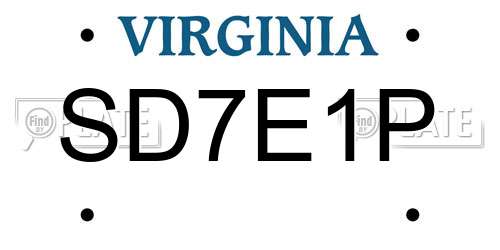SD7E1P Virginia License Plate