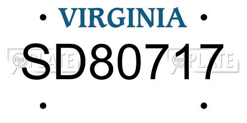 SD80717 Virginia License Plate