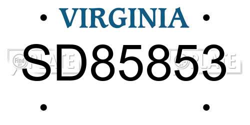 SD85853 Virginia License Plate