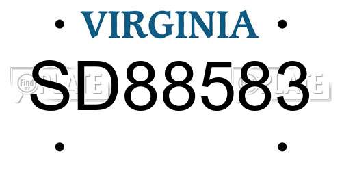 SD88583 Virginia License Plate