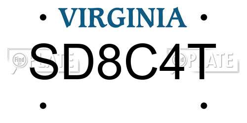 SD8C4T Virginia License Plate