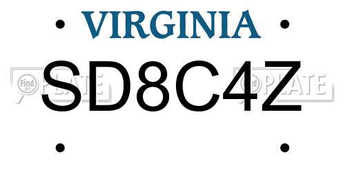 SD8C4Z Virginia License Plate
