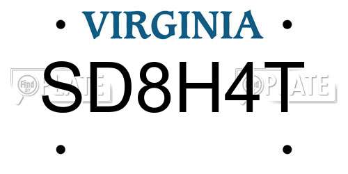 SD8H4T Virginia License Plate