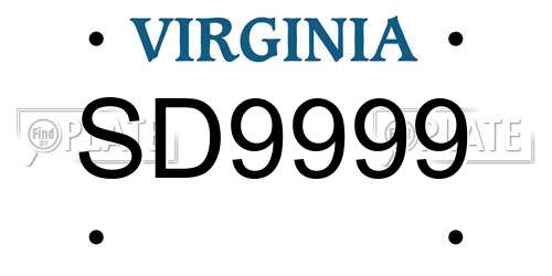 SD9999 Virginia License Plate