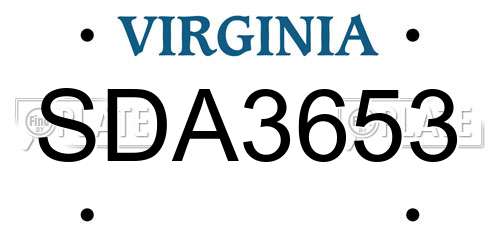SDA3653 Virginia License Plate