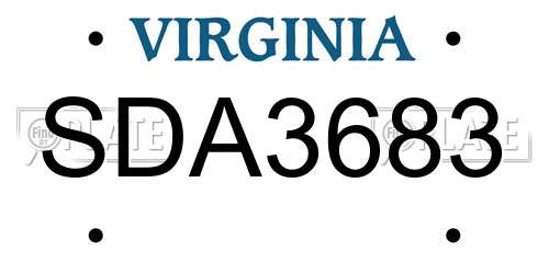 SDA3683 Virginia License Plate