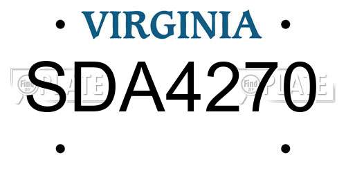 SDA4270 Virginia License Plate