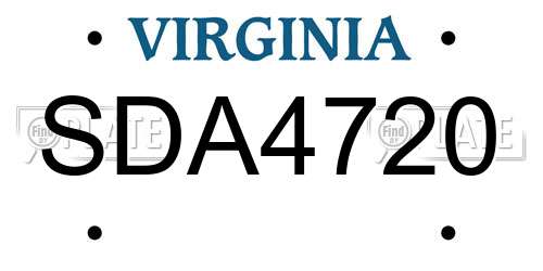 SDA4720 Virginia License Plate