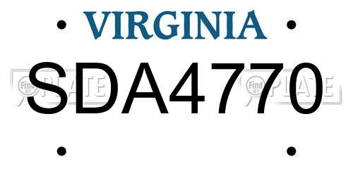 SDA4770 Virginia License Plate