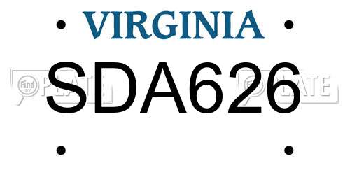 SDA626 Virginia License Plate
