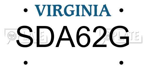 SDA62G Virginia License Plate