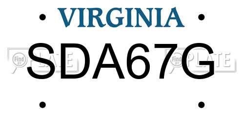 SDA67G Virginia License Plate
