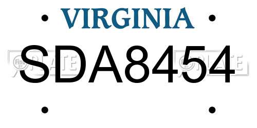 SDA8454 Virginia License Plate