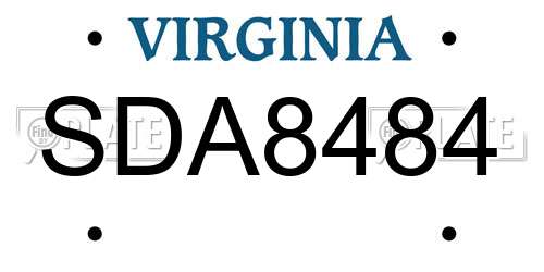 SDA8484 Virginia License Plate