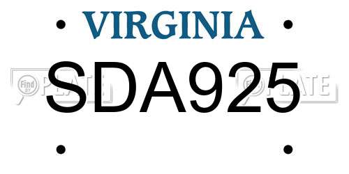 SDA925 Virginia License Plate