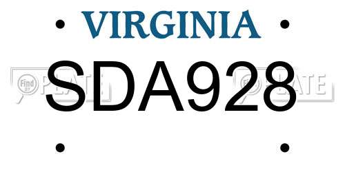 SDA928 Virginia License Plate