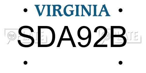 SDA92B Virginia License Plate