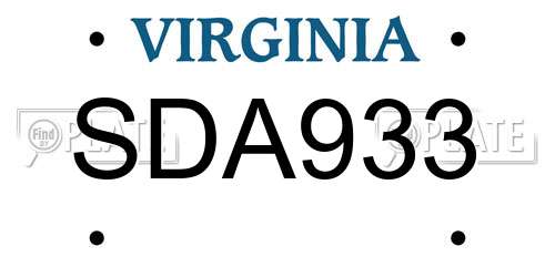 SDA933 Virginia License Plate