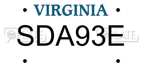 SDA93E Virginia License Plate