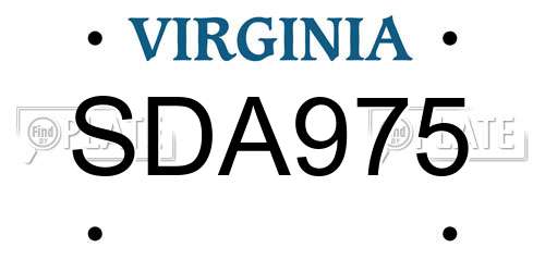 SDA975 Virginia License Plate