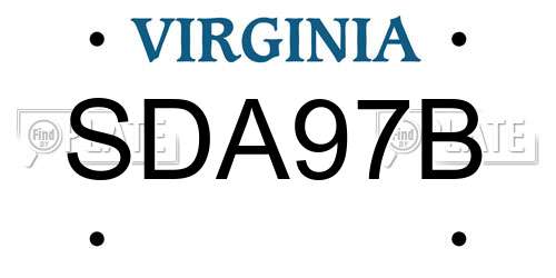 SDA97B Virginia License Plate
