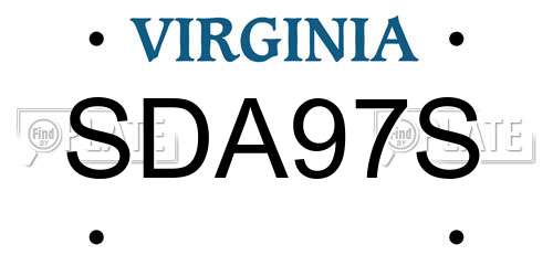SDA97S Virginia License Plate