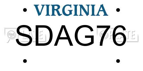 SDAG76 Virginia License Plate