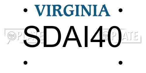 SDAI40 Virginia License Plate