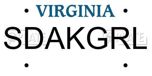 SDAKGRL Virginia License Plate