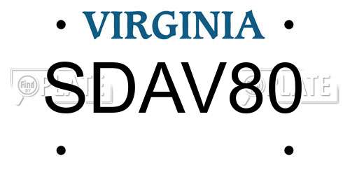 SDAV80 Virginia License Plate