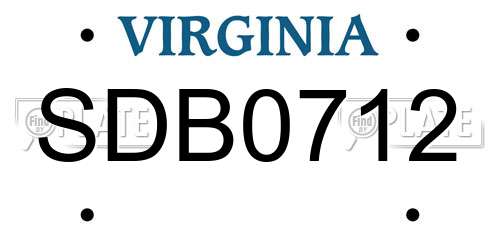 SDB0712 Virginia License Plate