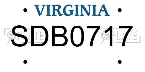SDB0717 Virginia License Plate
