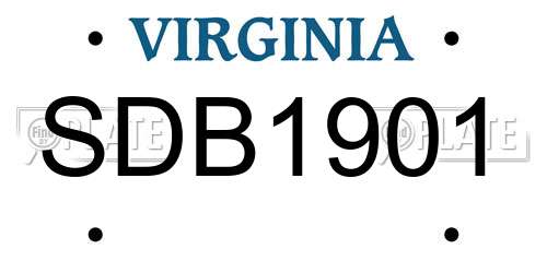 SDB1901 Virginia License Plate
