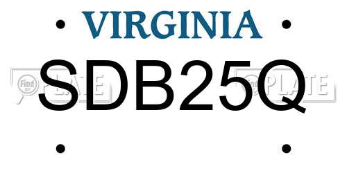 SDB25Q Virginia License Plate