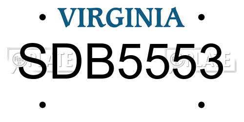 SDB5553 Virginia License Plate