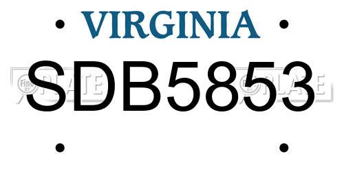 SDB5853 Virginia License Plate