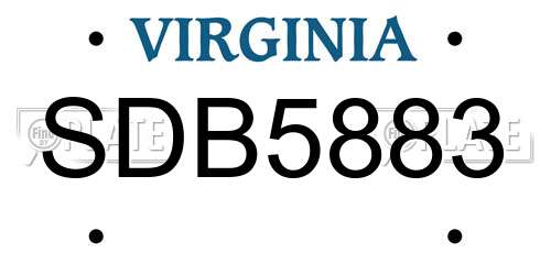 SDB5883 Virginia License Plate