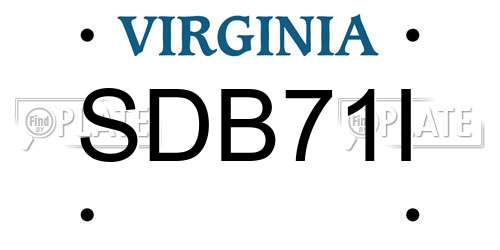 SDB71I Virginia License Plate