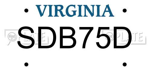SDB75D Virginia License Plate