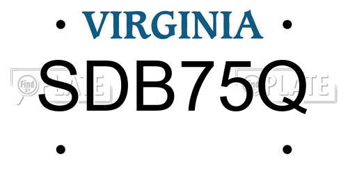 SDB75Q Virginia License Plate