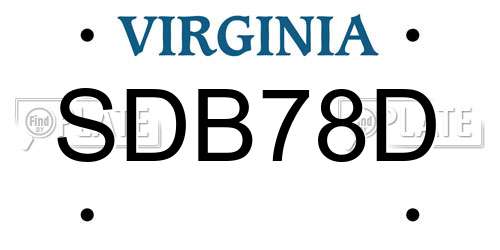 SDB78D Virginia License Plate