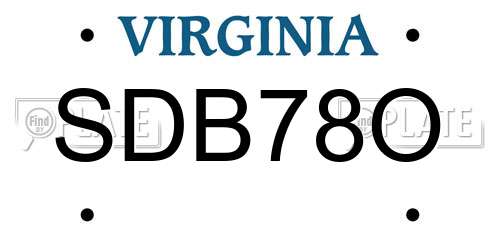 SDB78O Virginia License Plate