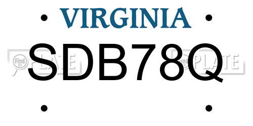 SDB78Q Virginia License Plate