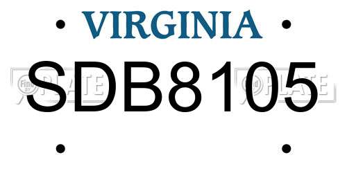 SDB8105 Virginia License Plate