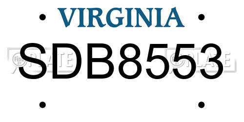 SDB8553 Virginia License Plate