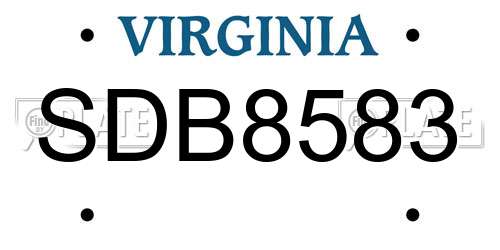 SDB8583 Virginia License Plate