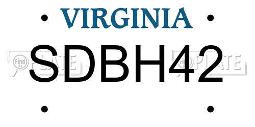 SDBH42 Virginia License Plate