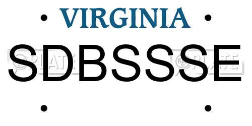 SDBSSSE Virginia License Plate