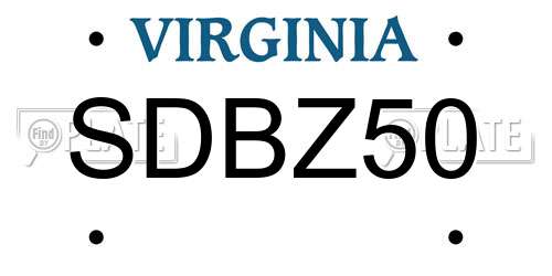 SDBZ50 Virginia License Plate